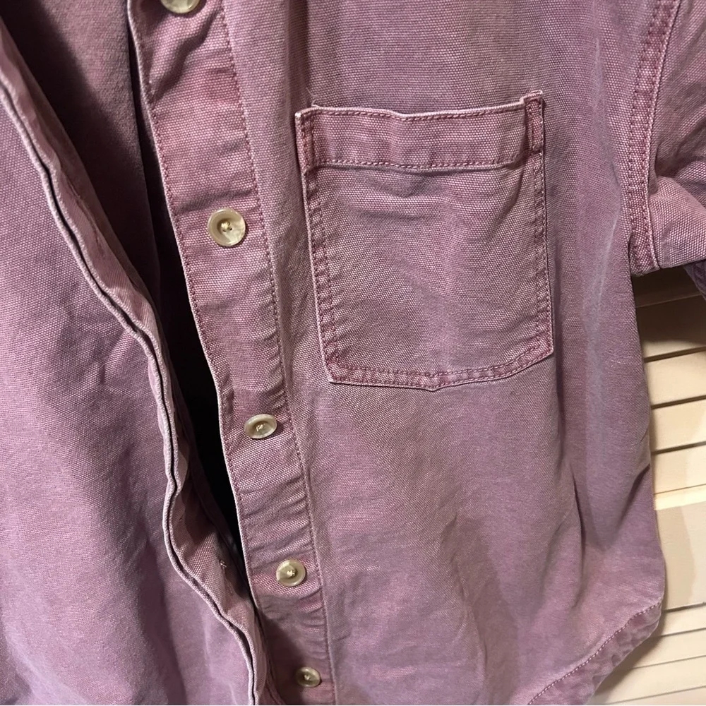 Faherty Sunwashed Canvas Overshirt - Weathered Orchid Women’s Size Medium - Picture 5 of 8